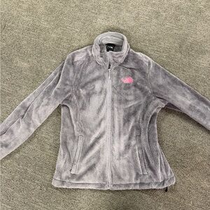 The North Face Gray Fleece with Pink Logo